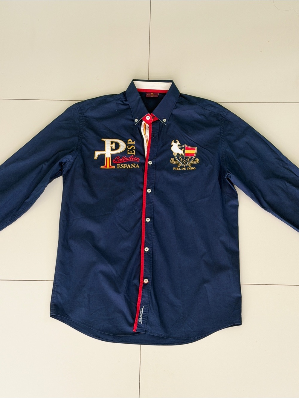 Piel del Toro Navy Long-Sleeve Embroidered Button-Up Shirt